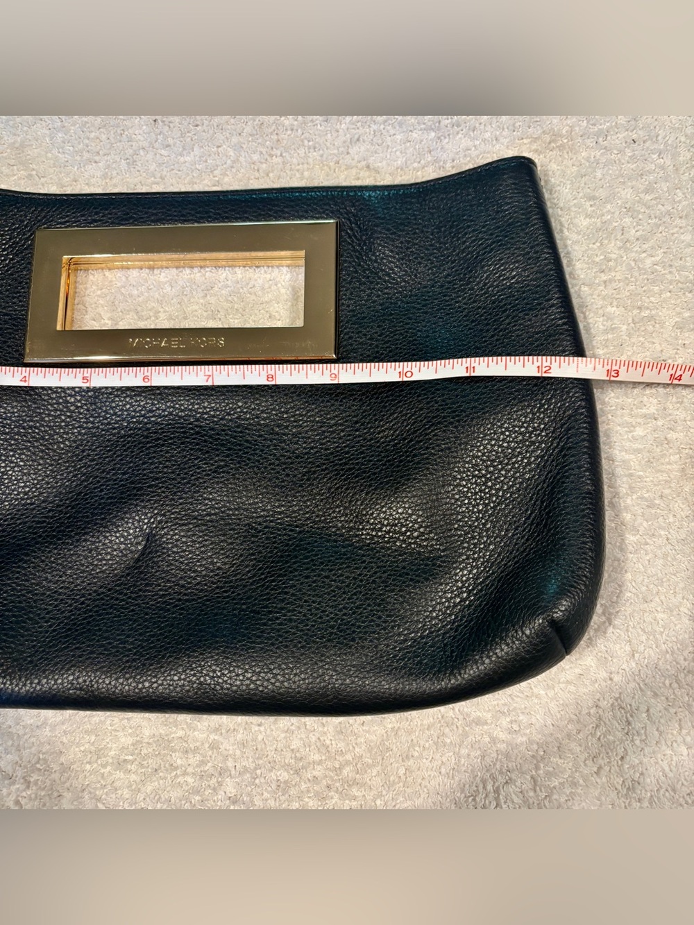 Michael Kors Berkley Black Leather Clutch with Gold Handle Cutout - Picture 3 of 7